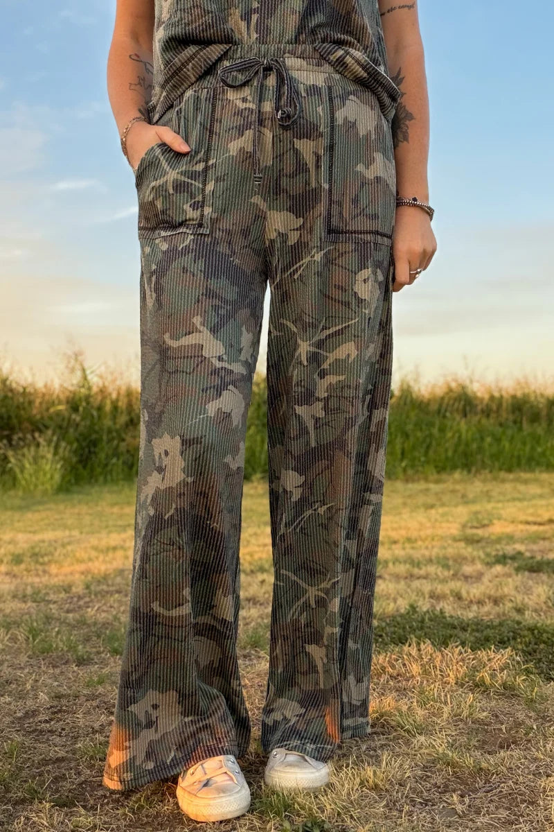 Vintage Camo Wide-Leg Pants