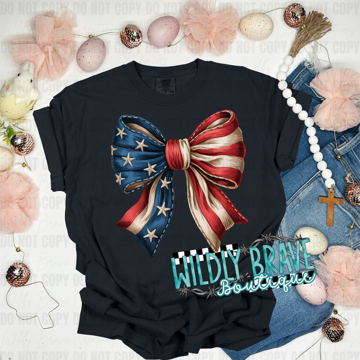 Rustic Flag Bow Tshirt
