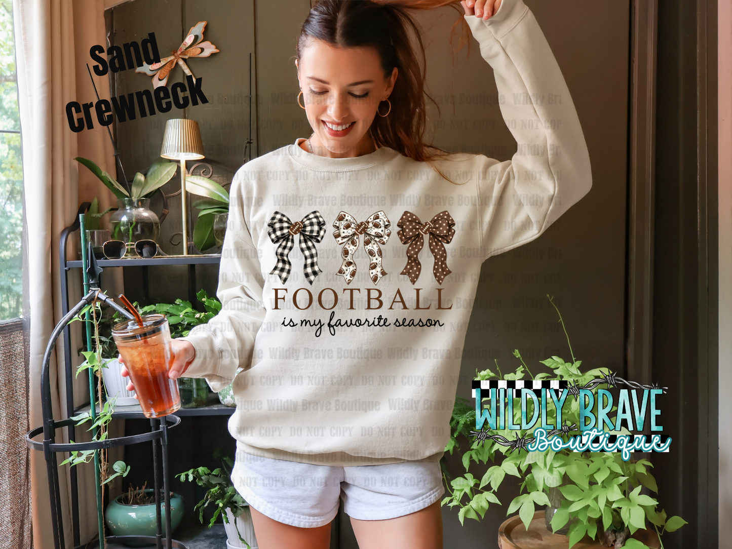 Footbal Mom Bow Graphic Tee or Crewneck