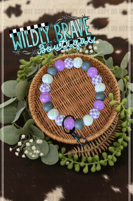 Purple Check Wristlet