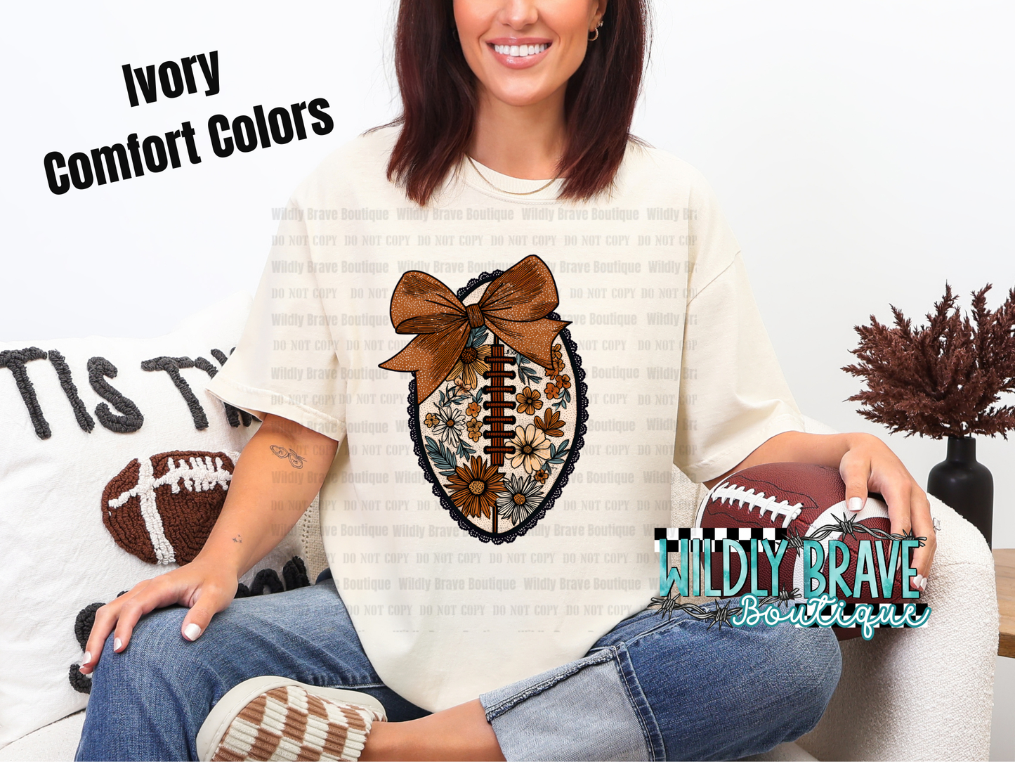 Floral Football Graphic Tee or Crewneck