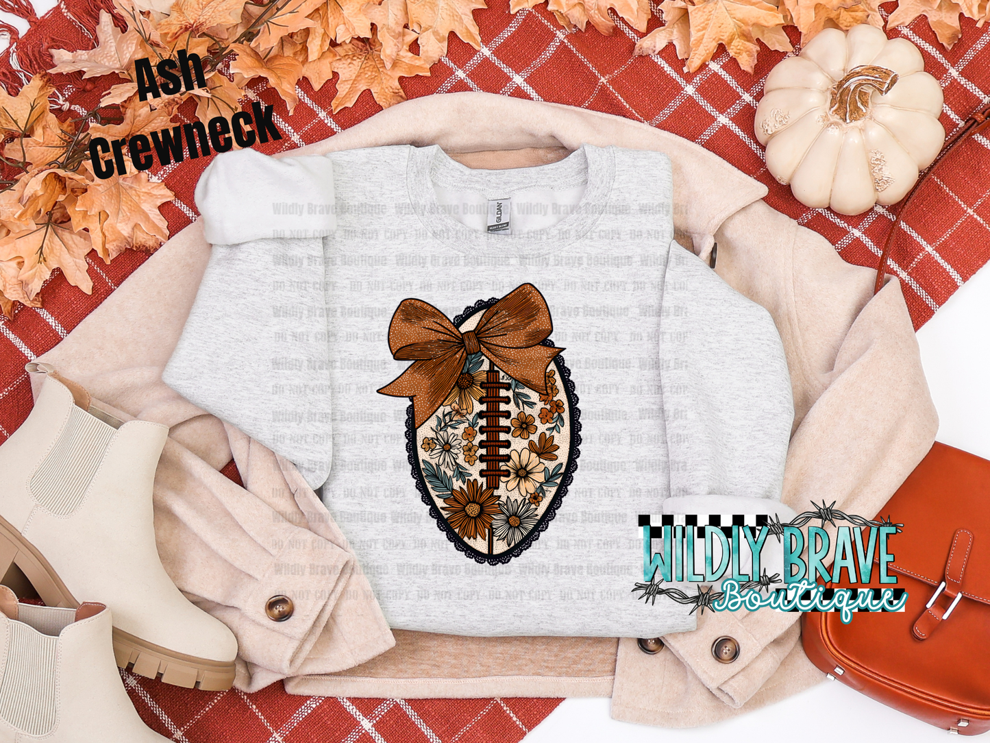 Floral Football Graphic Tee or Crewneck