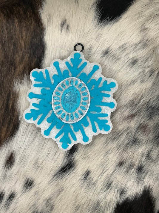 Turquoise Snowflake Freshie