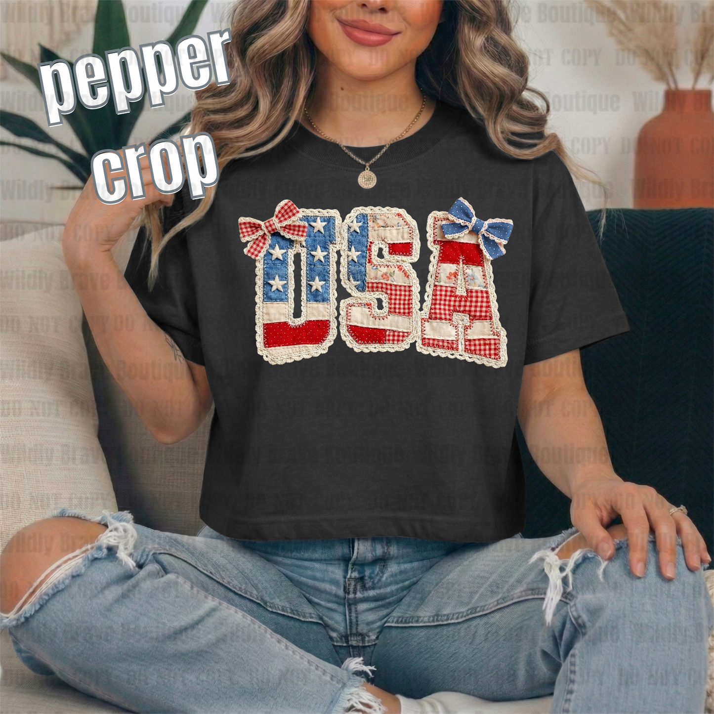 Faux Crochet USA Graphic
