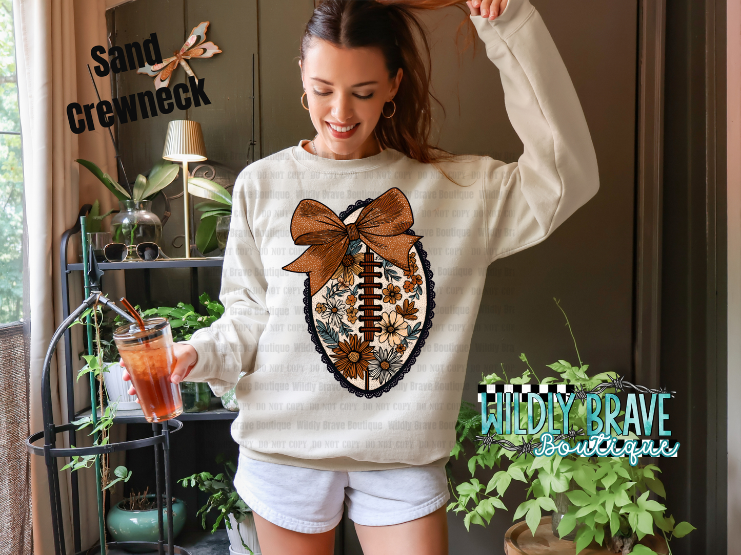 Floral Football Graphic Tee or Crewneck