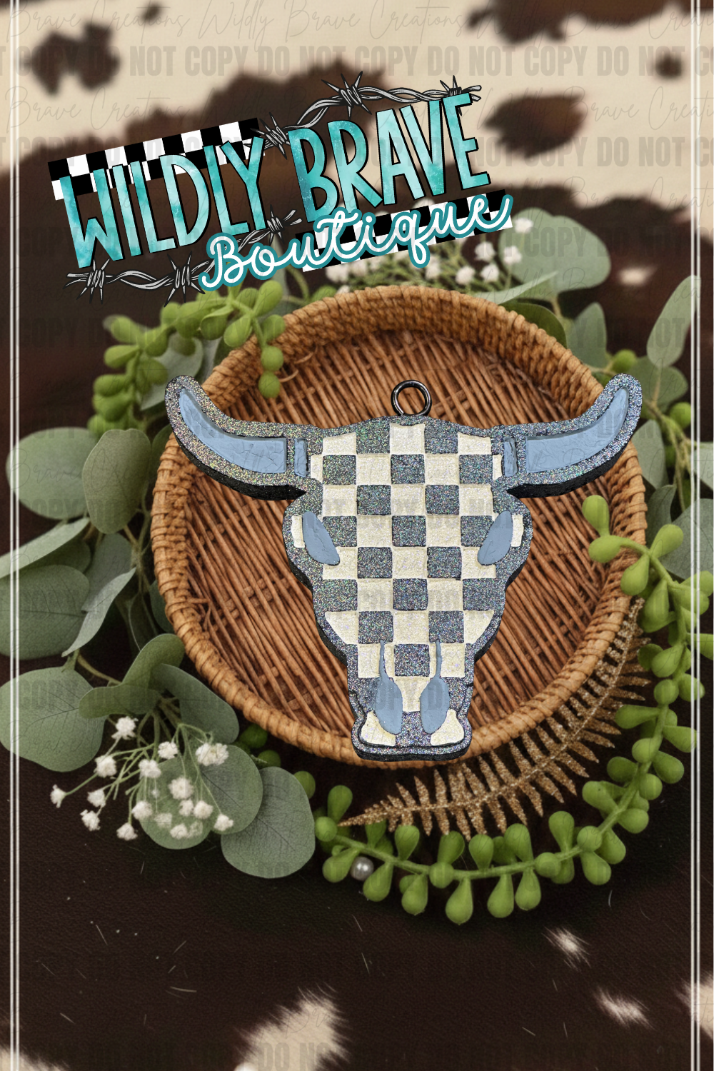 Checkered Bull Skull