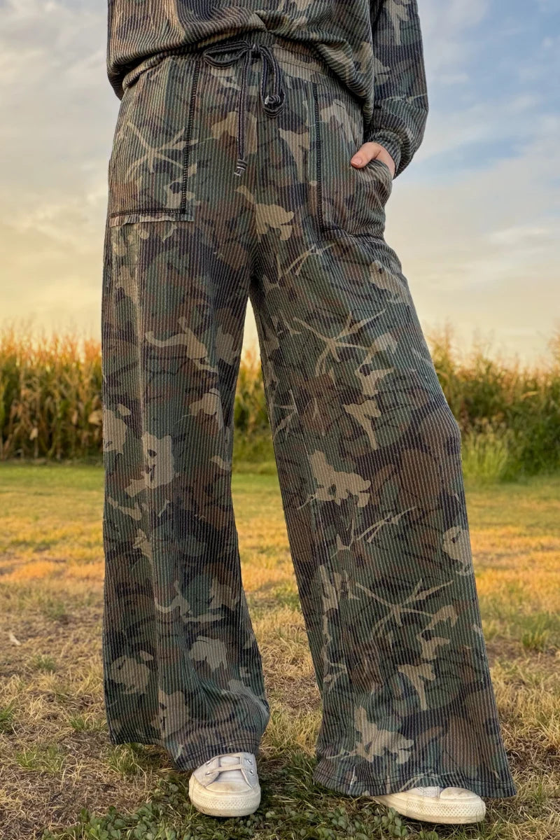 Vintage Camo Wide-Leg Pants