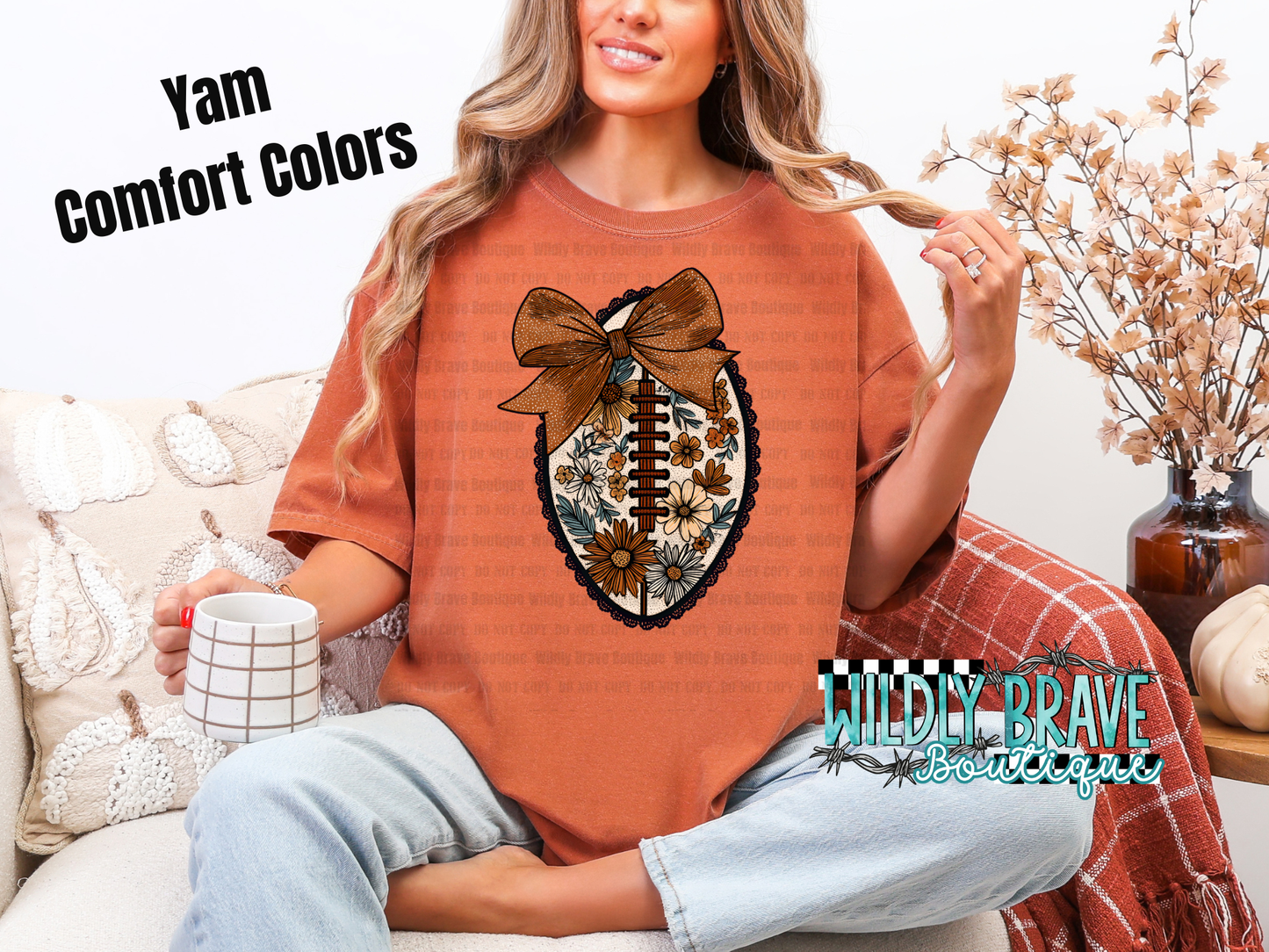 Floral Football Graphic Tee or Crewneck