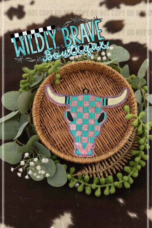 Checkered Bull Skull