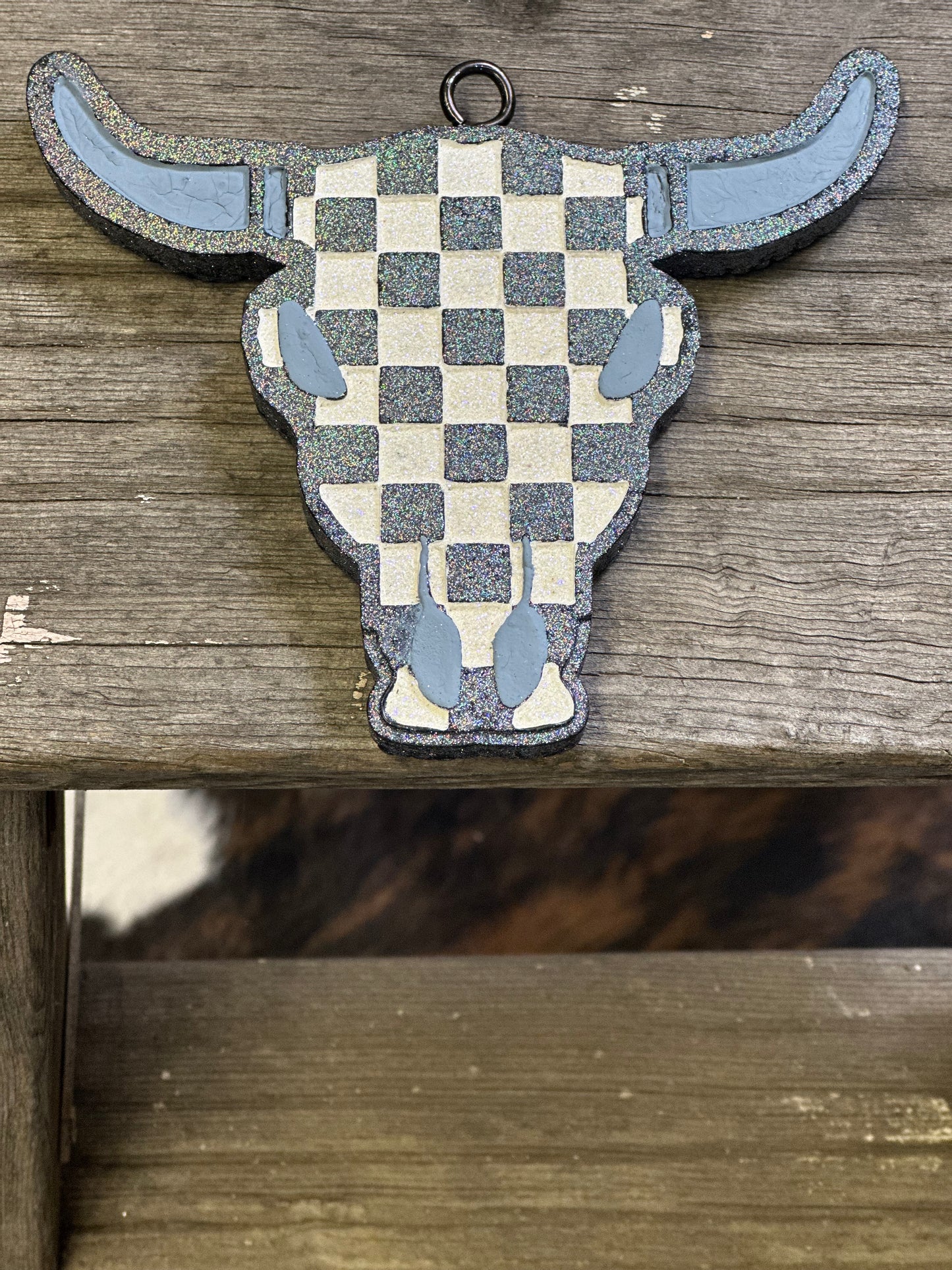 Checkered Bull Skull