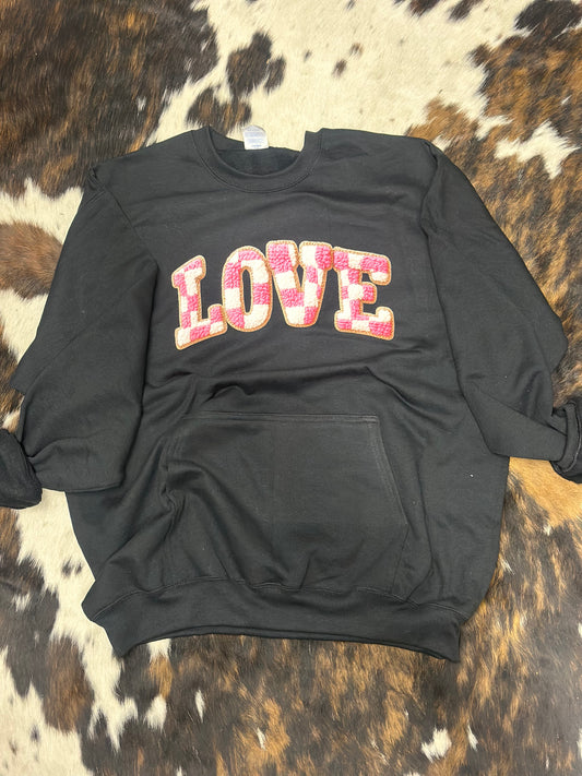 Checkered Love Adult Pocket Crewneck