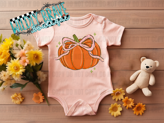 Pumpkin Bow Infant to Youth Shirt