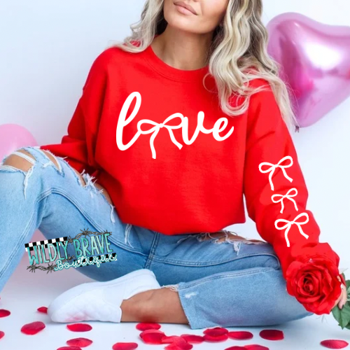 Love Bow and Sleeve Design Adult Crewneck
