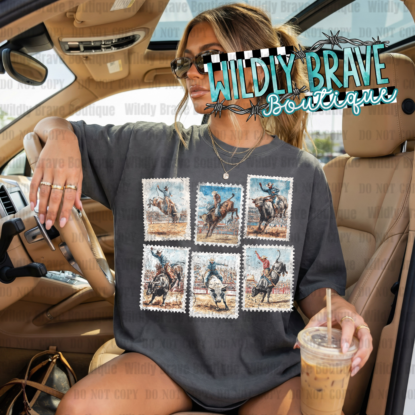 Boho Western Bull Riding Graphic Tee