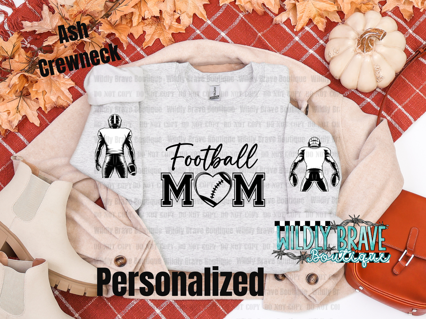 Football Mom personalized Graphic Tee or Crewneck