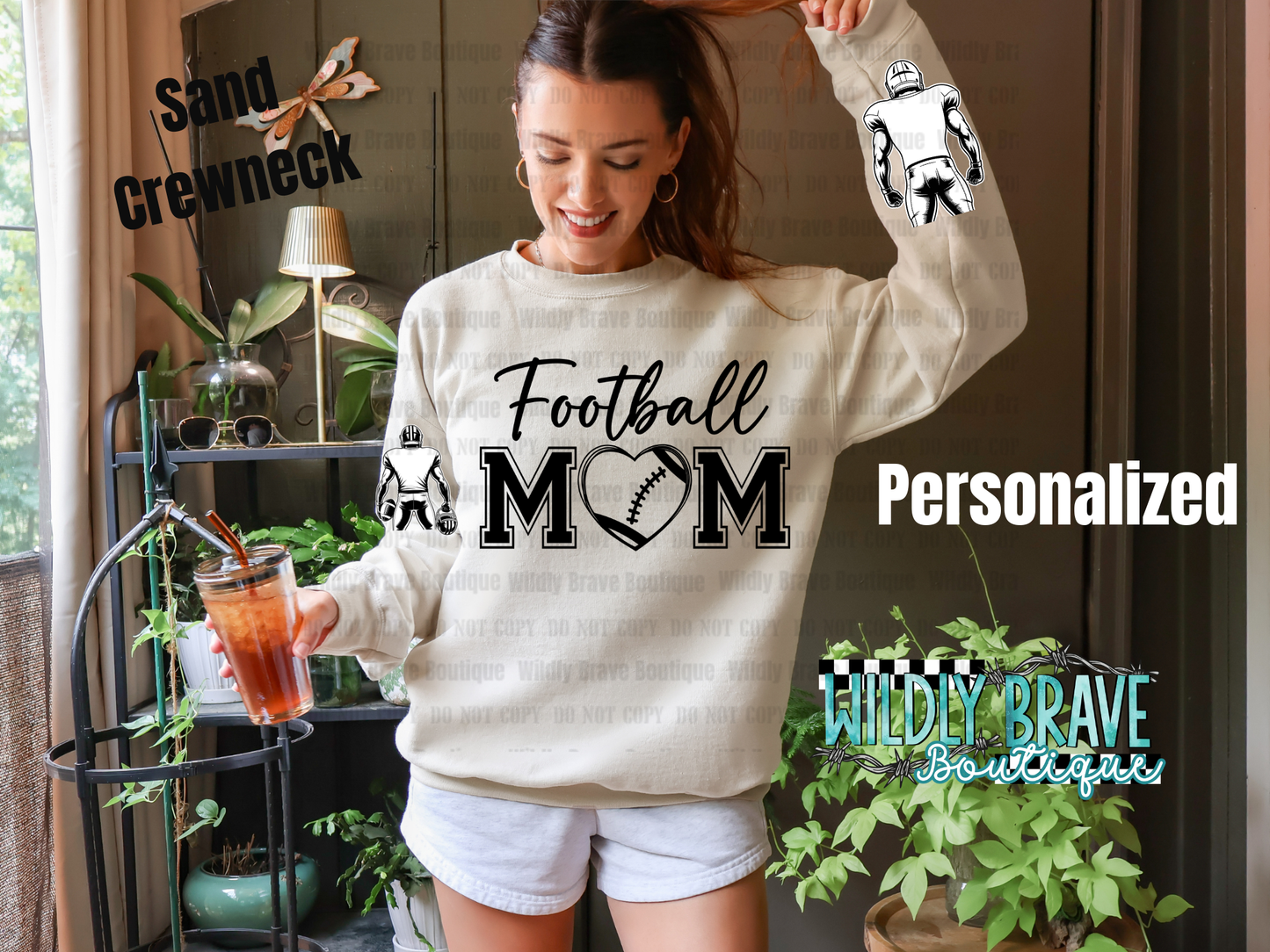 Football Mom personalized Graphic Tee or Crewneck