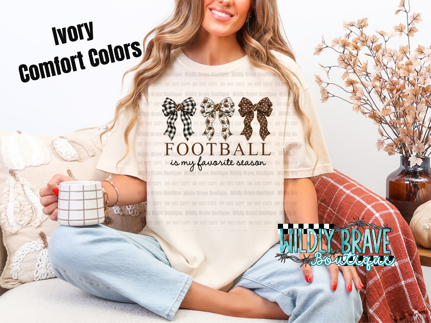 Footbal Mom Bow Graphic Tee or Crewneck