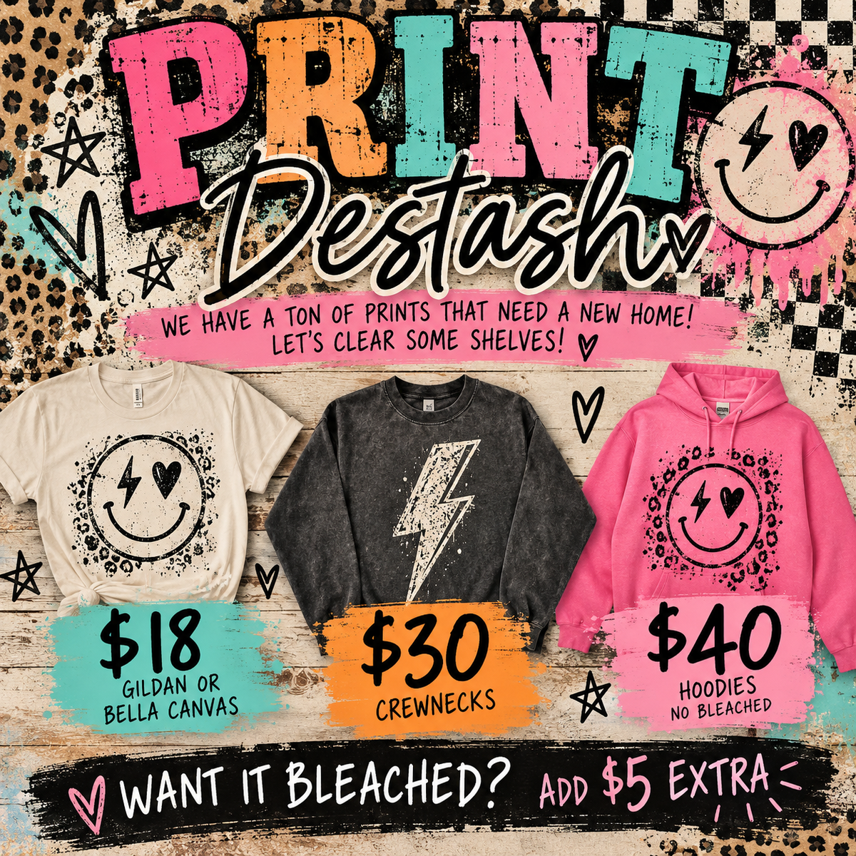Print Destash | Pick Your Graphic Design| GARMENT SOLD SEPARATELY